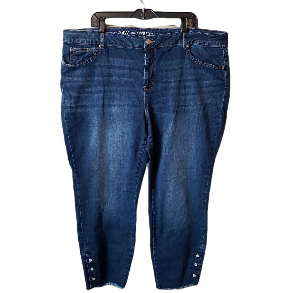 Westport Women's Signature Fit Stretch Denim Ankle Capris Blue Size 24W